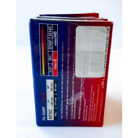 Sony Video 8 Videocassette Blank Tape Lot Of 2 Tapes Sealed New - Picture 2 of 4